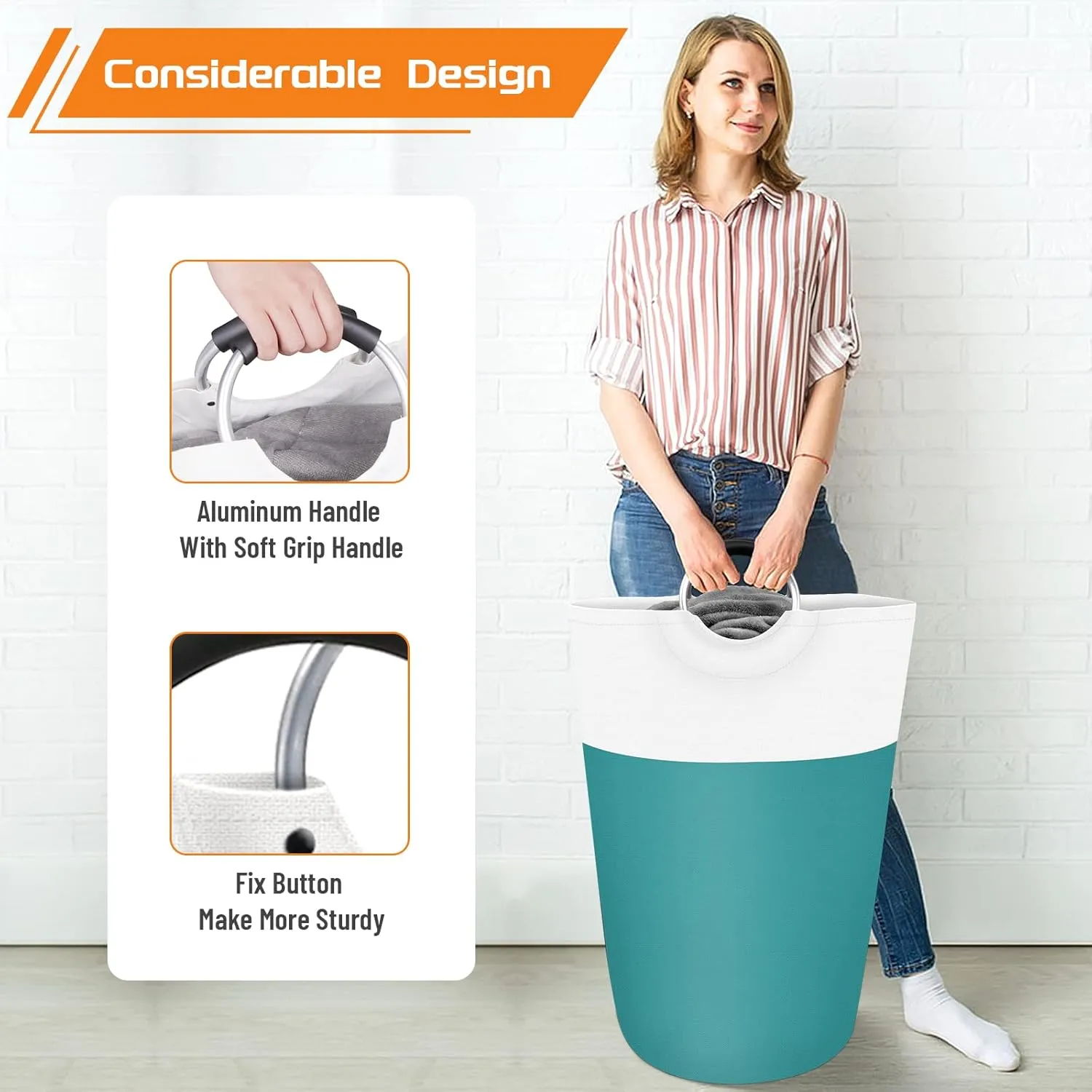 BlissTotes 115L Laundry Basket, Freestanding Laundry Hamper, Collapsible Dirty Clothes Hamper, Waterproof Fabric with Foam Protected Aluminum Handles for College, Dorm, Family (Green)