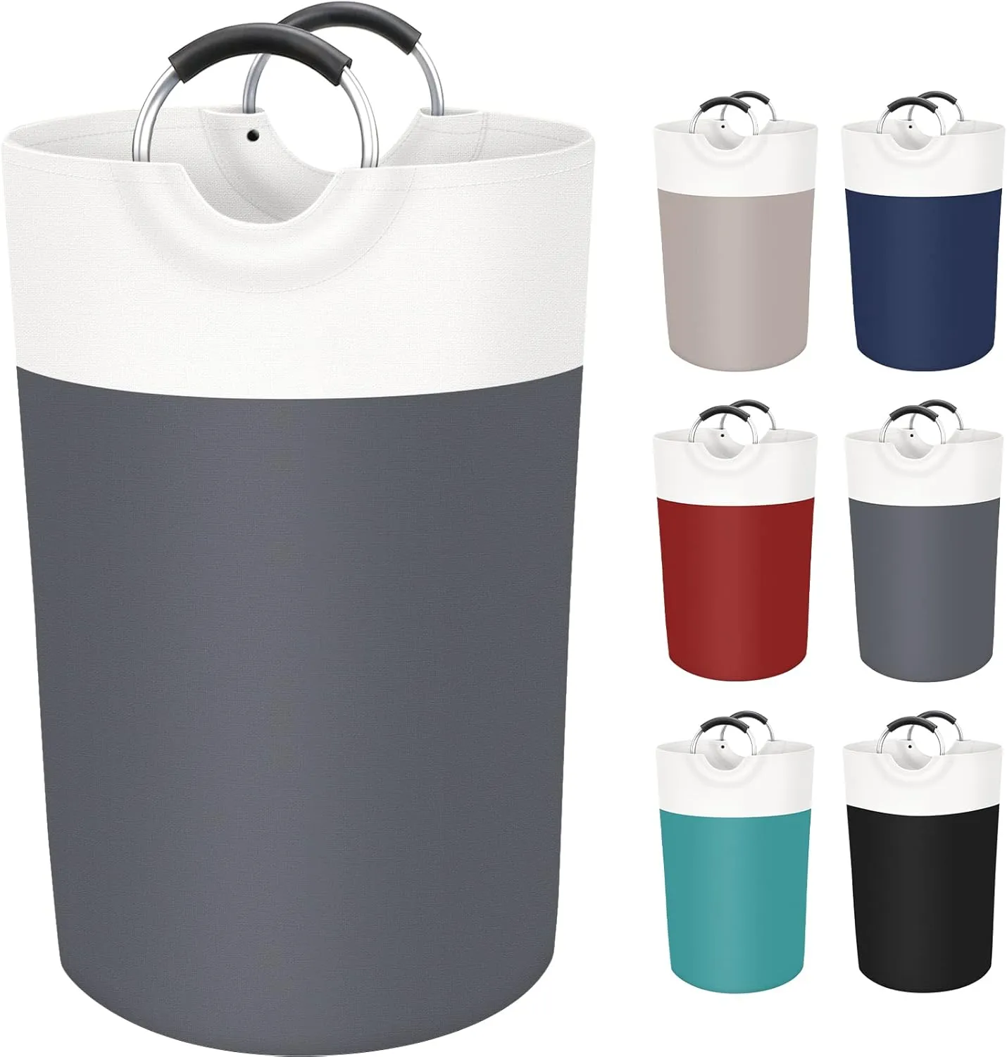 BlissTotes 115L Laundry Basket, Freestanding Laundry Hamper, Collapsible Dirty Clothes Hamper, Waterproof Fabric with Foam Protected Aluminum Handles for College, Dorm, Family (Grey)
