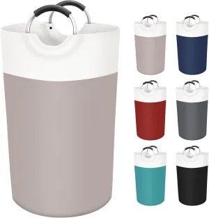 BlissTotes 90L Laundry Basket, Freestanding Laundry Hamper, Collapsible Dirty Clothes Hamper, Waterproof Fabric with Foam Protected Aluminum Handles for College, Dorm, Family (Brown)