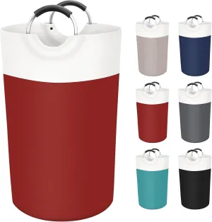 BlissTotes 90L Laundry Basket, Freestanding Laundry Hamper, Collapsible Dirty Clothes Hamper, Waterproof Fabric with Foam Protected Aluminum Handles for College, Dorm, Family (Red)