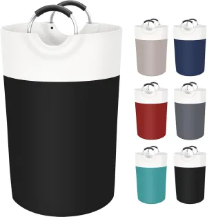 BlissTotes Laundry Basket, Laundry Hamper, Collapsible Laundry Baskets, Dirty Clothes Hamper, Waterproof Laundry Basket with Foam Protected Aluminum Handles for College Dorm, Family 115L (Black)