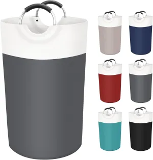 BlissTotes Laundry Basket, Laundry Hamper, Collapsible Laundry Baskets, Dirty Clothes Hamper, Waterproof Laundry Basket with Foam Protected Aluminum Handles for College Dorm, Family 90L (Grey)