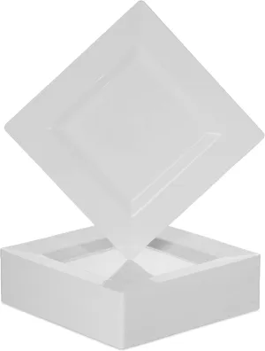 BloominGoods Plastic Disposable Square Dinner Plates | 50-Pack 10 inches White Square Plates | Ideal for Weddings, Parties, & Catering | Heavy Duty & Non Toxic