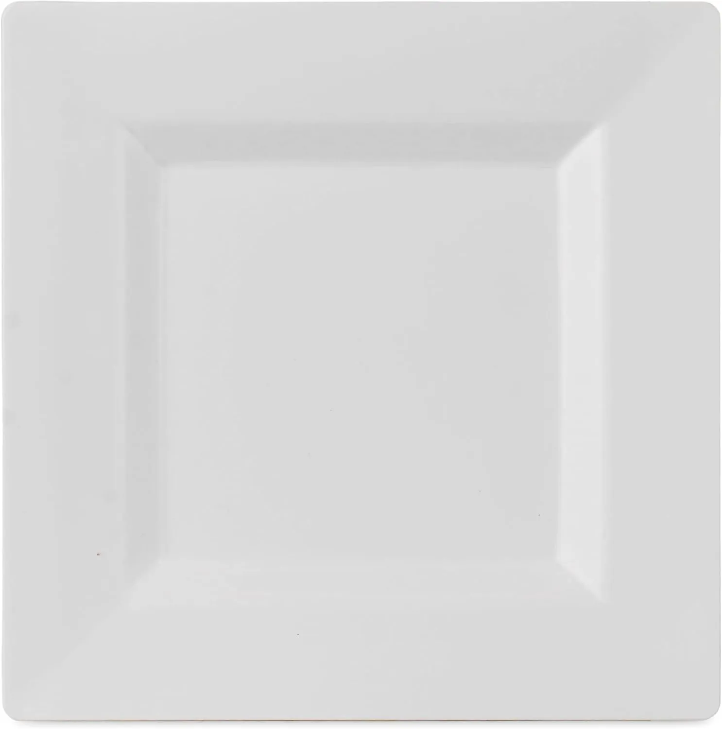 BloominGoods Plastic Disposable Square Dinner Plates | 50-Pack 10 inches White Square Plates | Ideal for Weddings, Parties, & Catering | Heavy Duty & Non Toxic