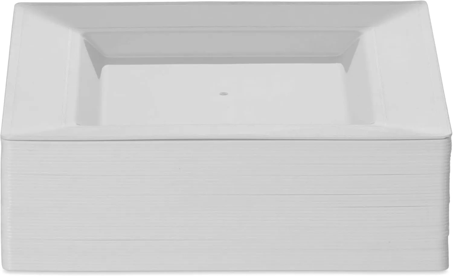 BloominGoods Plastic Disposable Square Dinner Plates | 50-Pack 10 inches White Square Plates | Ideal for Weddings, Parties, & Catering | Heavy Duty & Non Toxic
