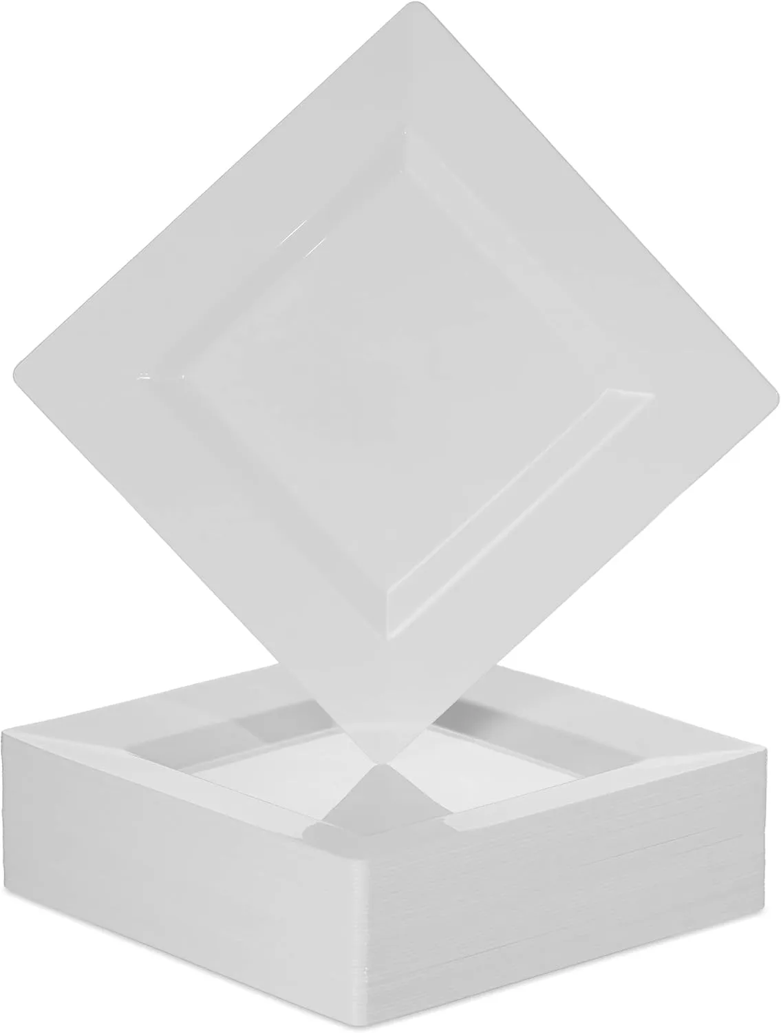 BloominGoods Plastic Disposable Square Dinner Plates | 50-Pack 10 inches White Square Plates | Ideal for Weddings, Parties, & Catering | Heavy Duty & Non Toxic