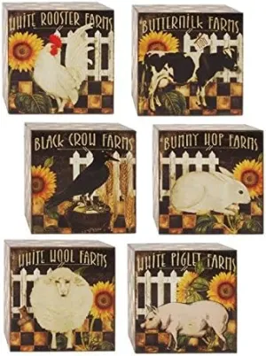 Blossom Bucket 1566-39483 Farm Animal Signs (Set of 6), 3"