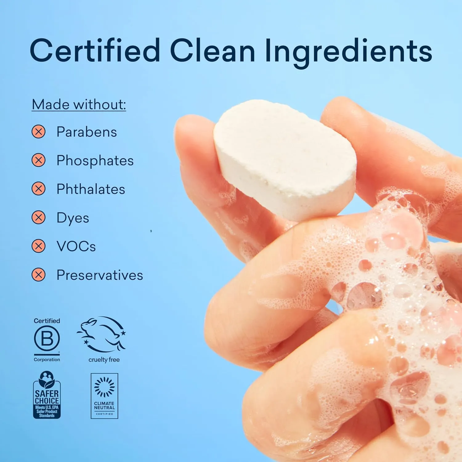 BLUELAND Dishwasher Detergent Tablets, 120 Count, Unscented 100% Plastic-Free Eco Friendly Dishwashing Pods, Natural, Sustainable