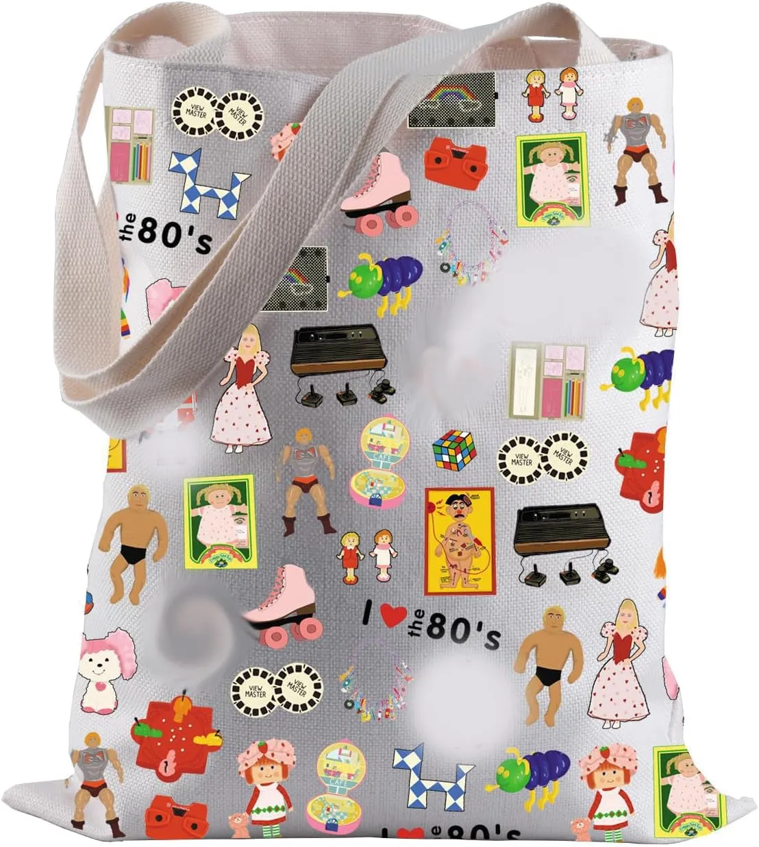 BLUPARK 80's Party Tote Bag Nostalgic Gift 80's Pop Culture Shopping Bag Birthday Gift for Best Friend