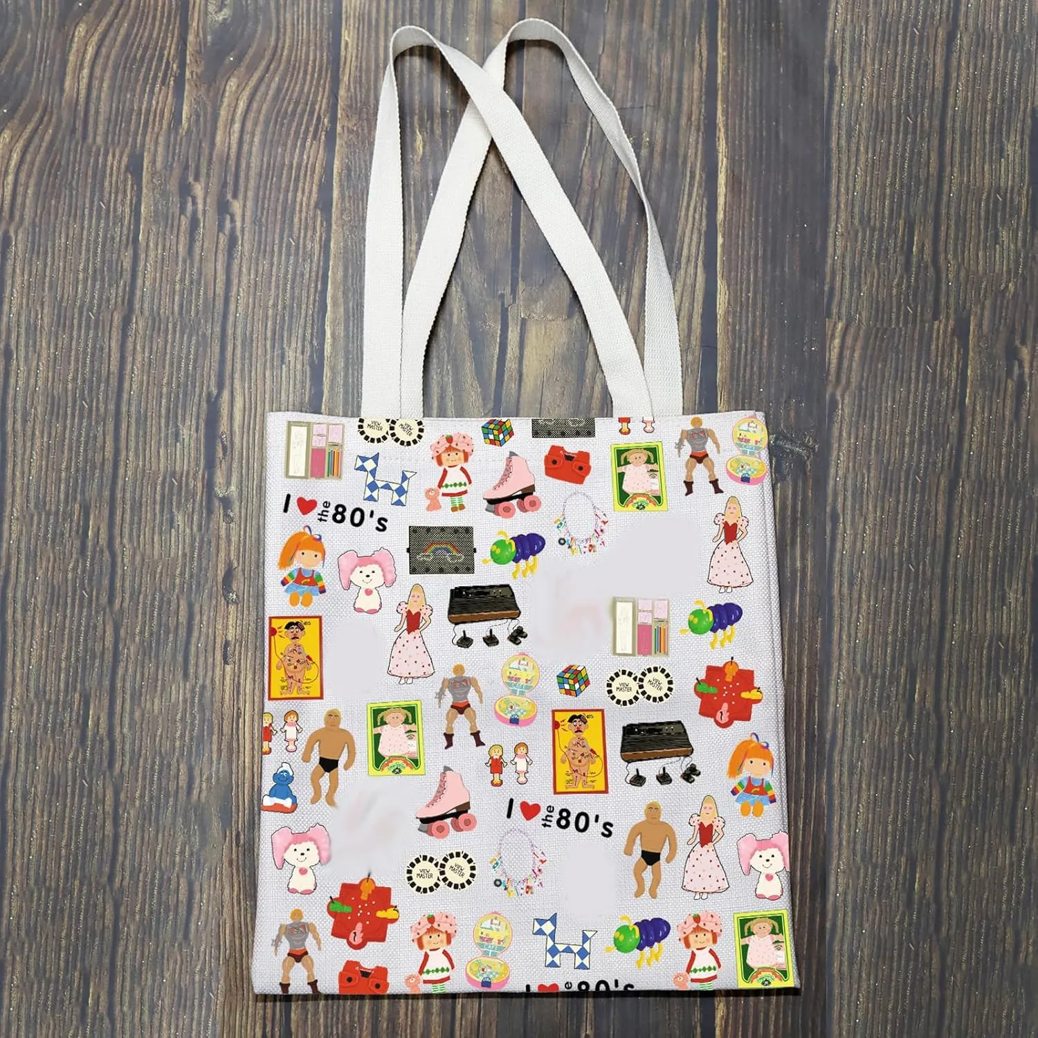 BLUPARK 80's Party Tote Bag Nostalgic Gift 80's Pop Culture Shopping Bag Birthday Gift for Best Friend