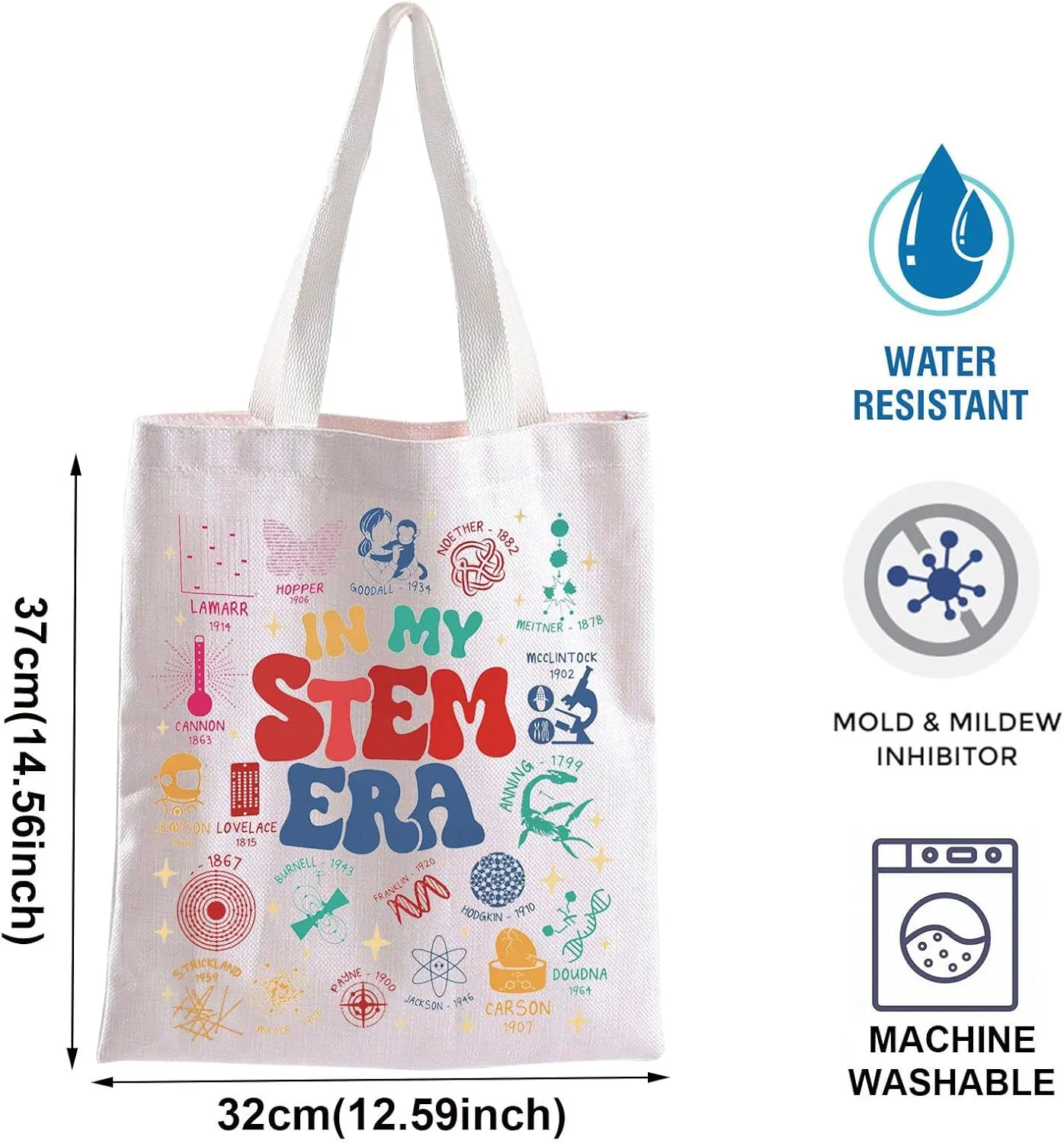 BLUPARK In My Stem Era Tote Bag Science Teacher Gift Women In Science Handbag Science Lover Gift PHD Feminist Shoulder Bag