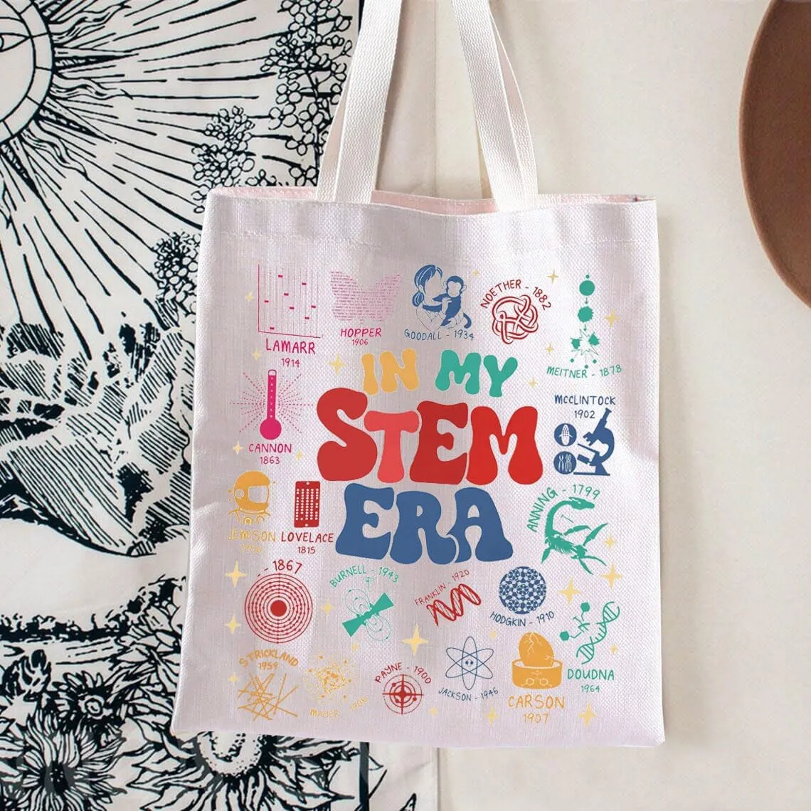 BLUPARK In My Stem Era Tote Bag Science Teacher Gift Women In Science Handbag Science Lover Gift PHD Feminist Shoulder Bag