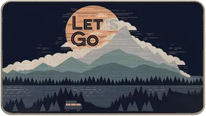 Bohemian Sun Sunset Sunrise Landscape Forest Mountain Doormat Door Camping Door Mat, Let's Go on an Adventure Camping Door Mat, Camper Gifts, RV Gift17x30 Inches