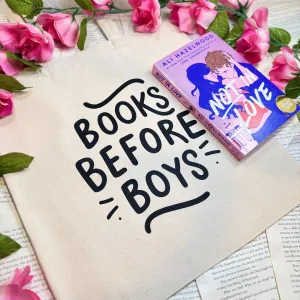 Books Before Boys Canvas Tote Bag | A Perfect Bookish Accessory for Valentine’s Day and Beyond