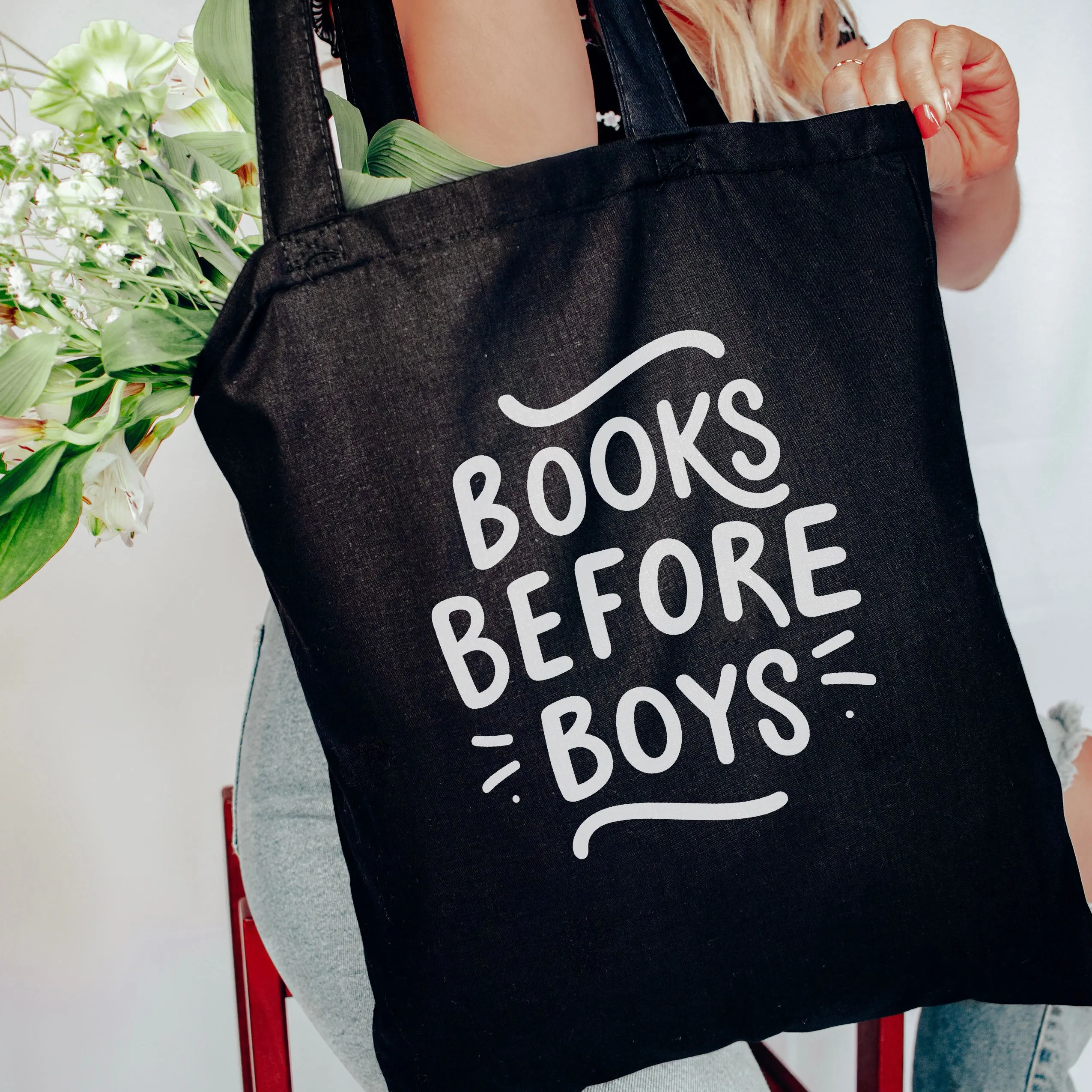 Books Before Boys Canvas Tote Bag | A Perfect Bookish Accessory for Valentine’s Day and Beyond