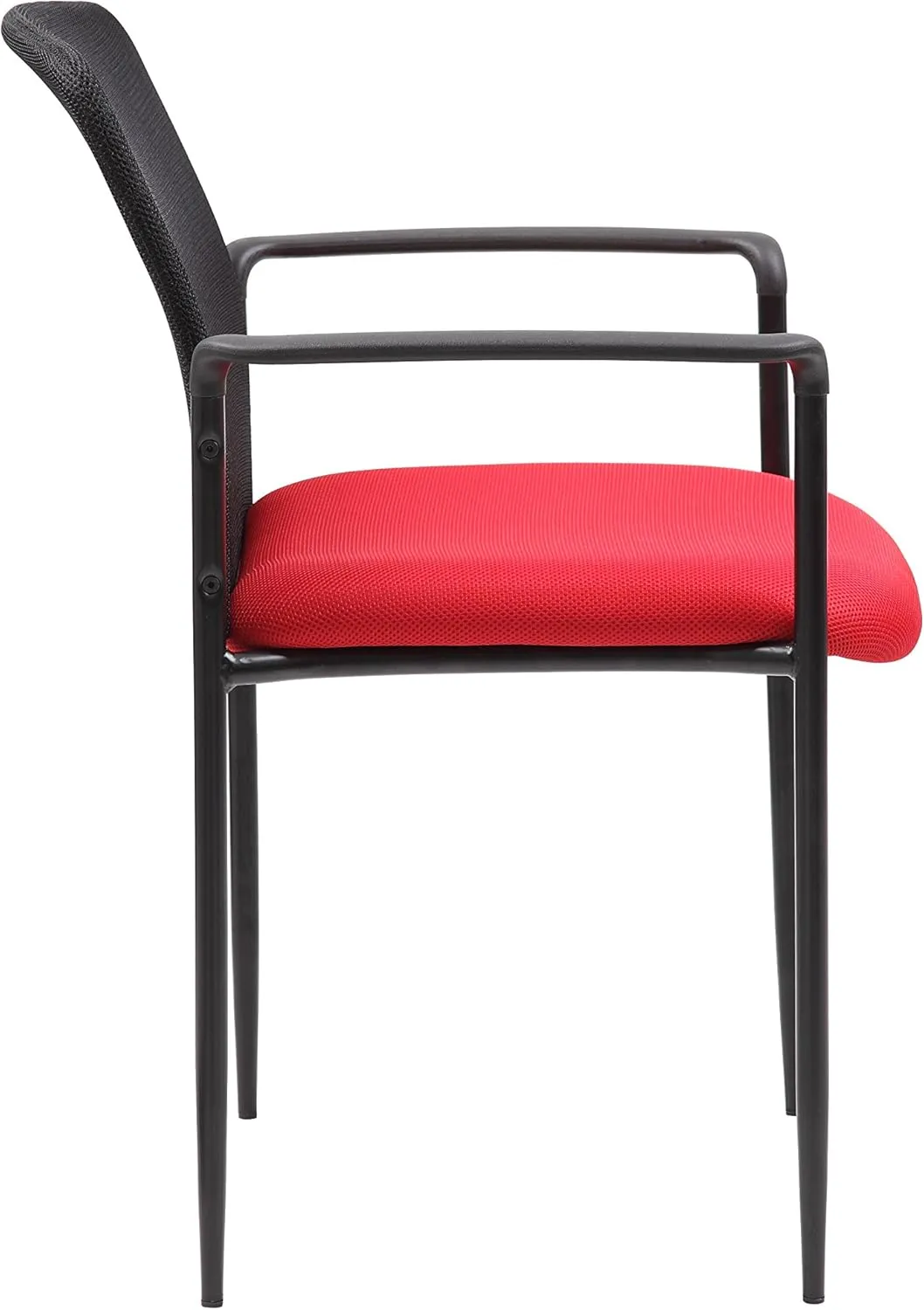 Boss Office Products Stackable Mesh Guest Chair in Red