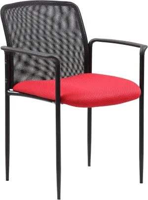 Boss Office Products Stackable Mesh Guest Chair in Red