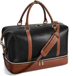 BOSTANTEN Weekender Bags for Women Leather Travel Duffle Bag Carry On Overnight Duffel with Shoe Compartment