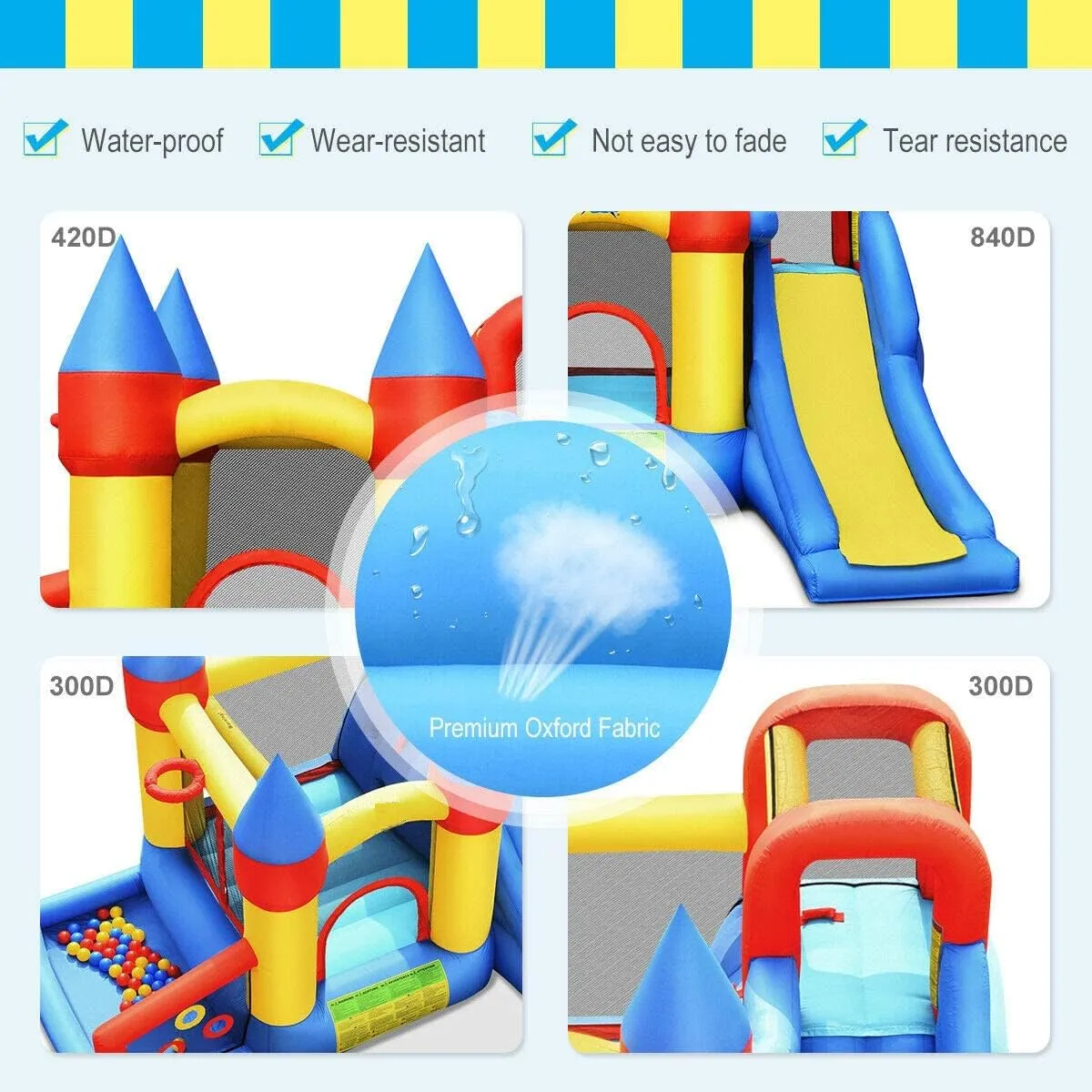 BOUNTECH Inflatable Bounce House, Bouncy House for Kids 5-12 Indoor Outdoor Party Family Fun with 780W Blower, 50PCS Balls, Portable Toddler Bouncy Castle for Yard, Park, Backyard Birthday Party Gifts