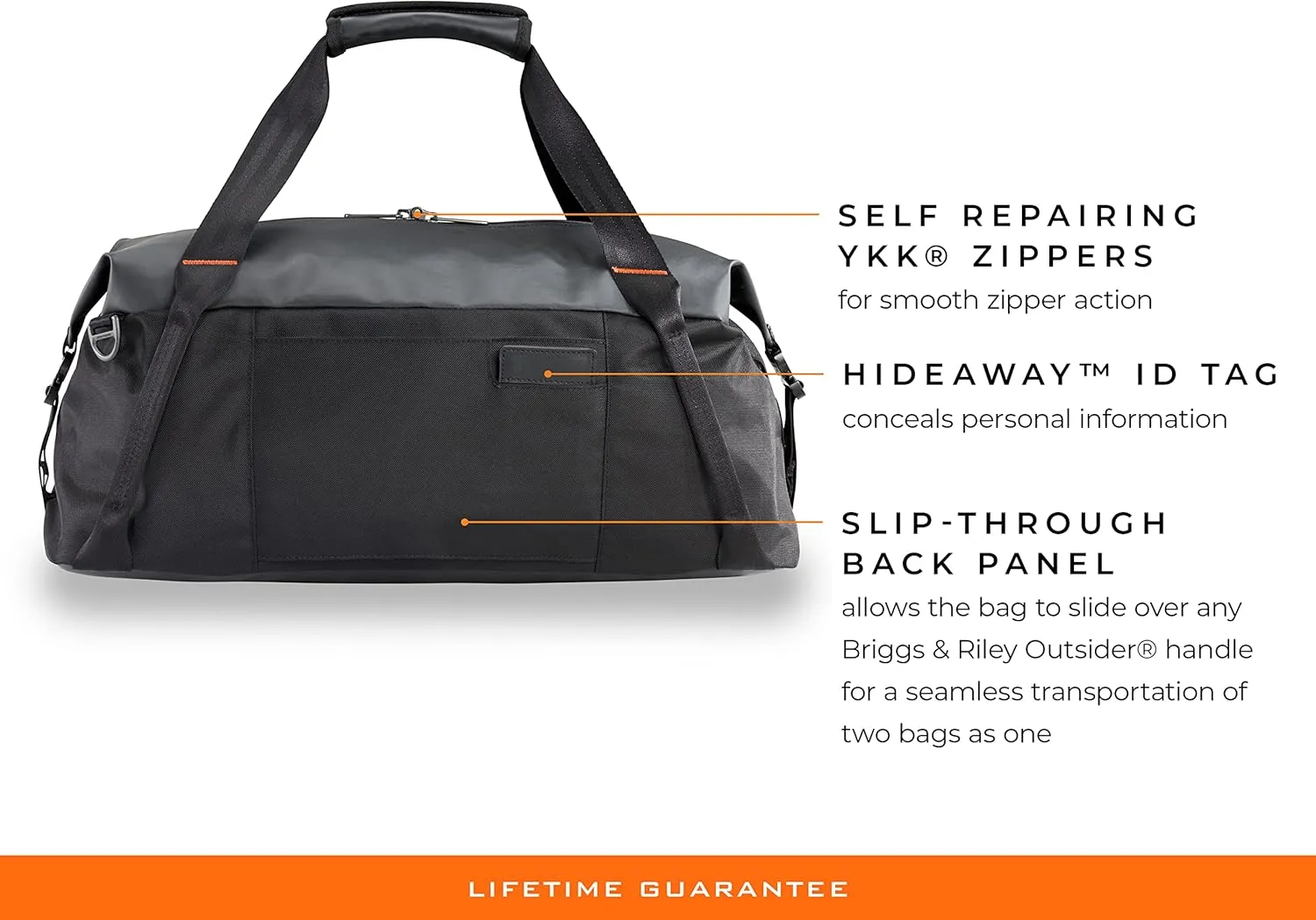 Briggs & Riley Cargo Satchel Duffle Bag for Travel & Gym - Weekender Bag for Women & Men, Overnight Luggage with Self Repairing Zipper, Adjustable Shoulder Strap - ZDX Collection, Black