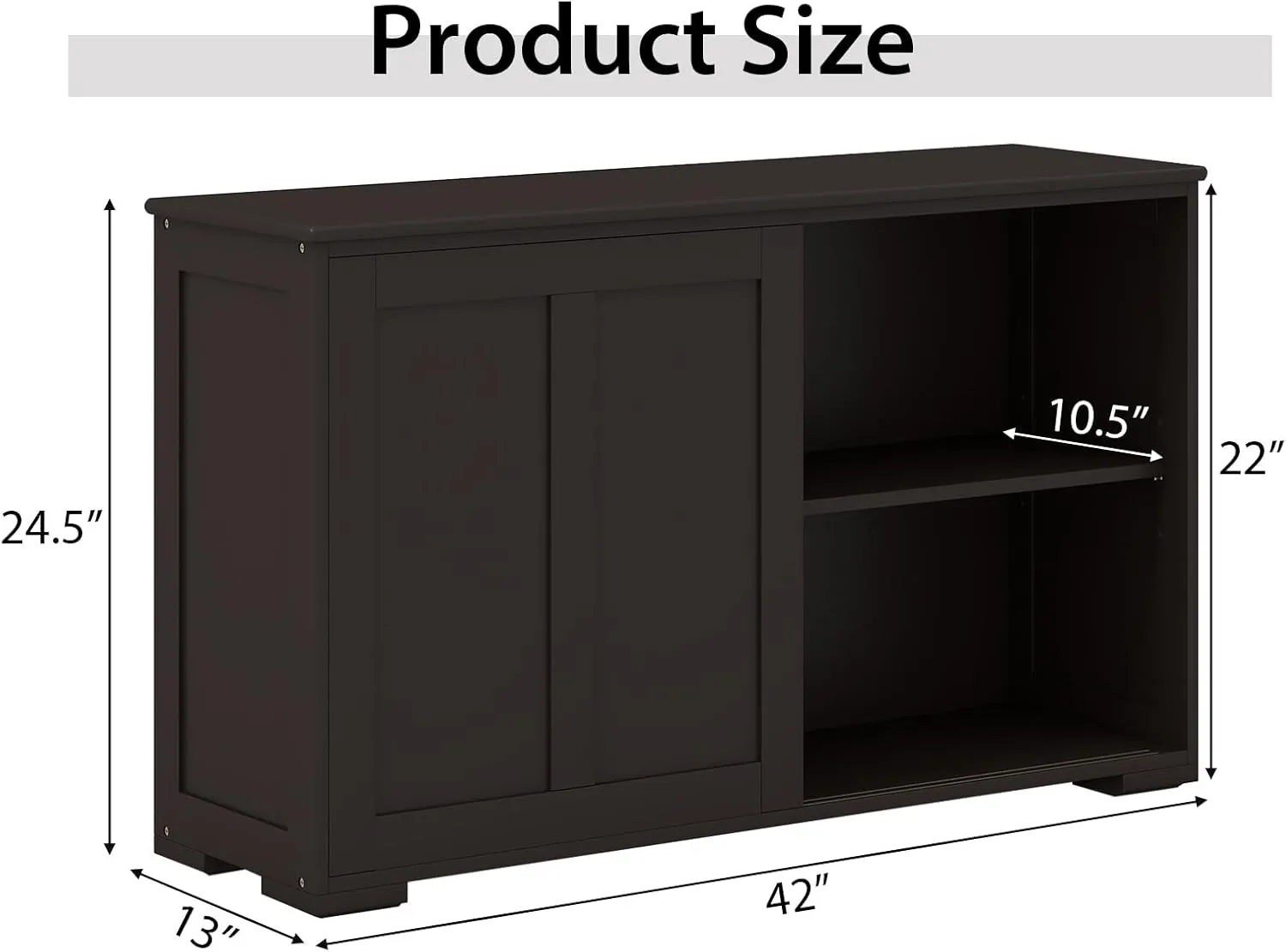 Buffet Cabinet Sideboard, Wood Storage Credenza Cupboard with Adjustable Shelf & 2 Sliding Doors, Stackable Coffee Bar Cabinet Console Table for Dining Room, Living Room, Kitchen (1, Coffee)