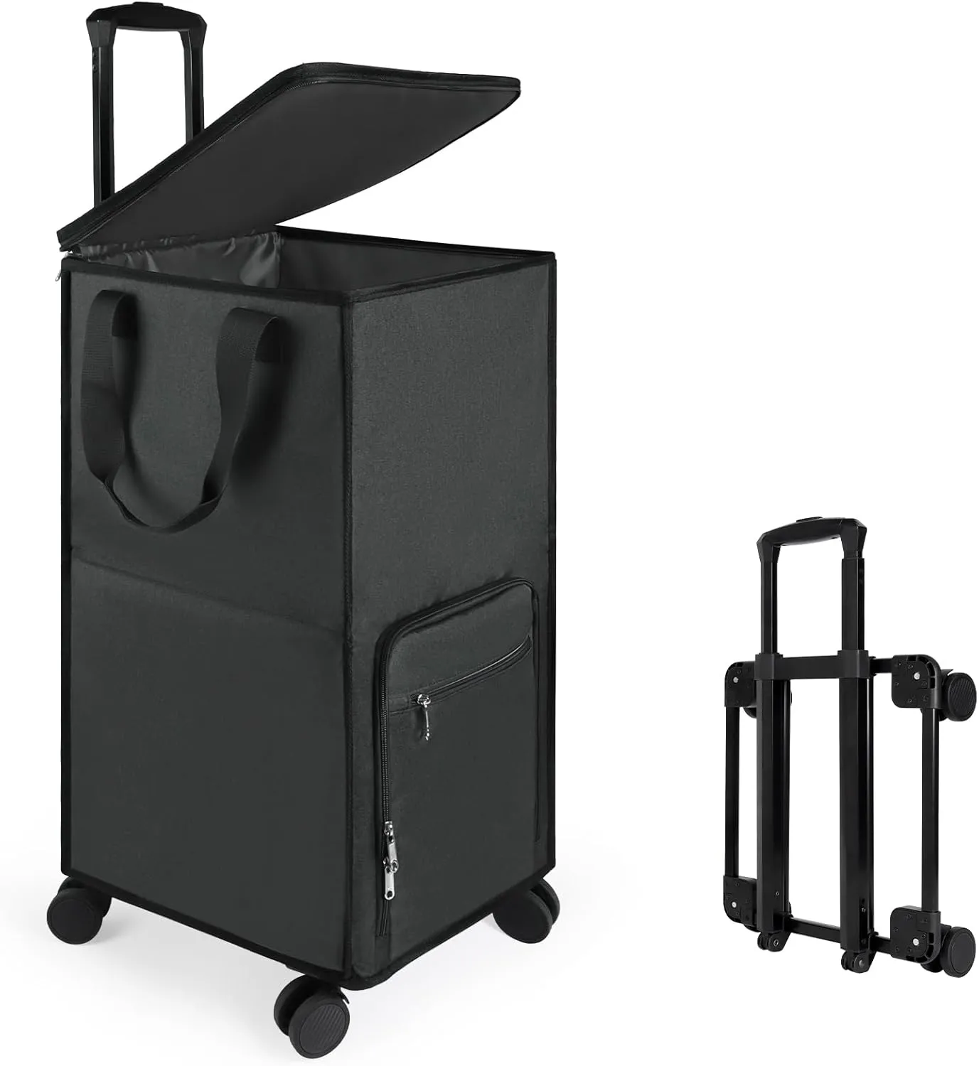 Bukere Extra Large Rolling Laundry Basket with Removable Wheels & Zipper Lid, Freestanding Laundry Hamper, Collapsible bag for Clothes Storage, Wheeled Cart for College Dorm Apartment Laundry Room