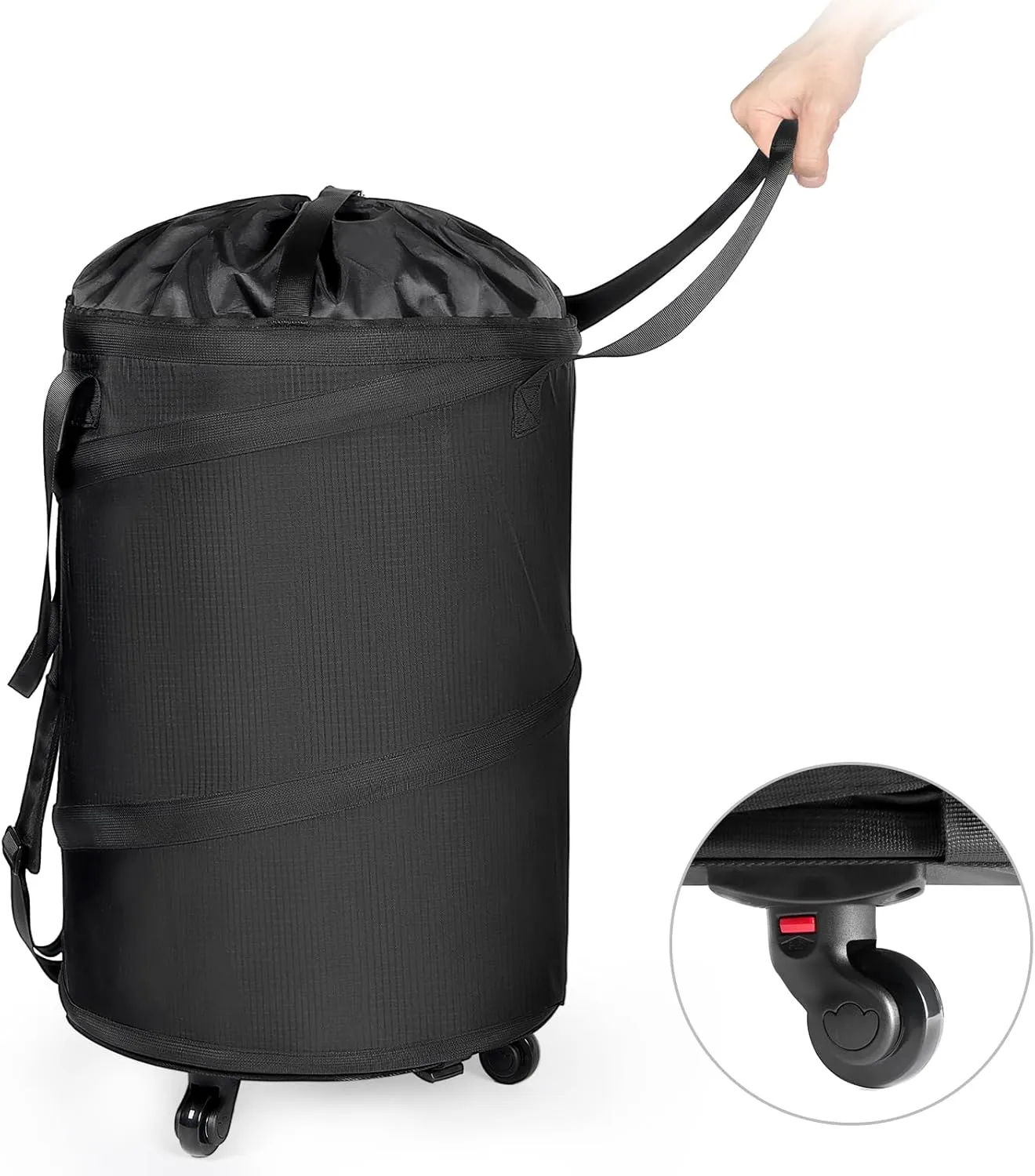 Bukere Laundry Hamper with Wheels, Extra Large 3 in 1 Pop Up Rolling Laundry Basket, Collapsible Freestanding Wheeled Laundry Carry Bag for Storage, Laundry Room, Bathroom, Apartment, College Dorm