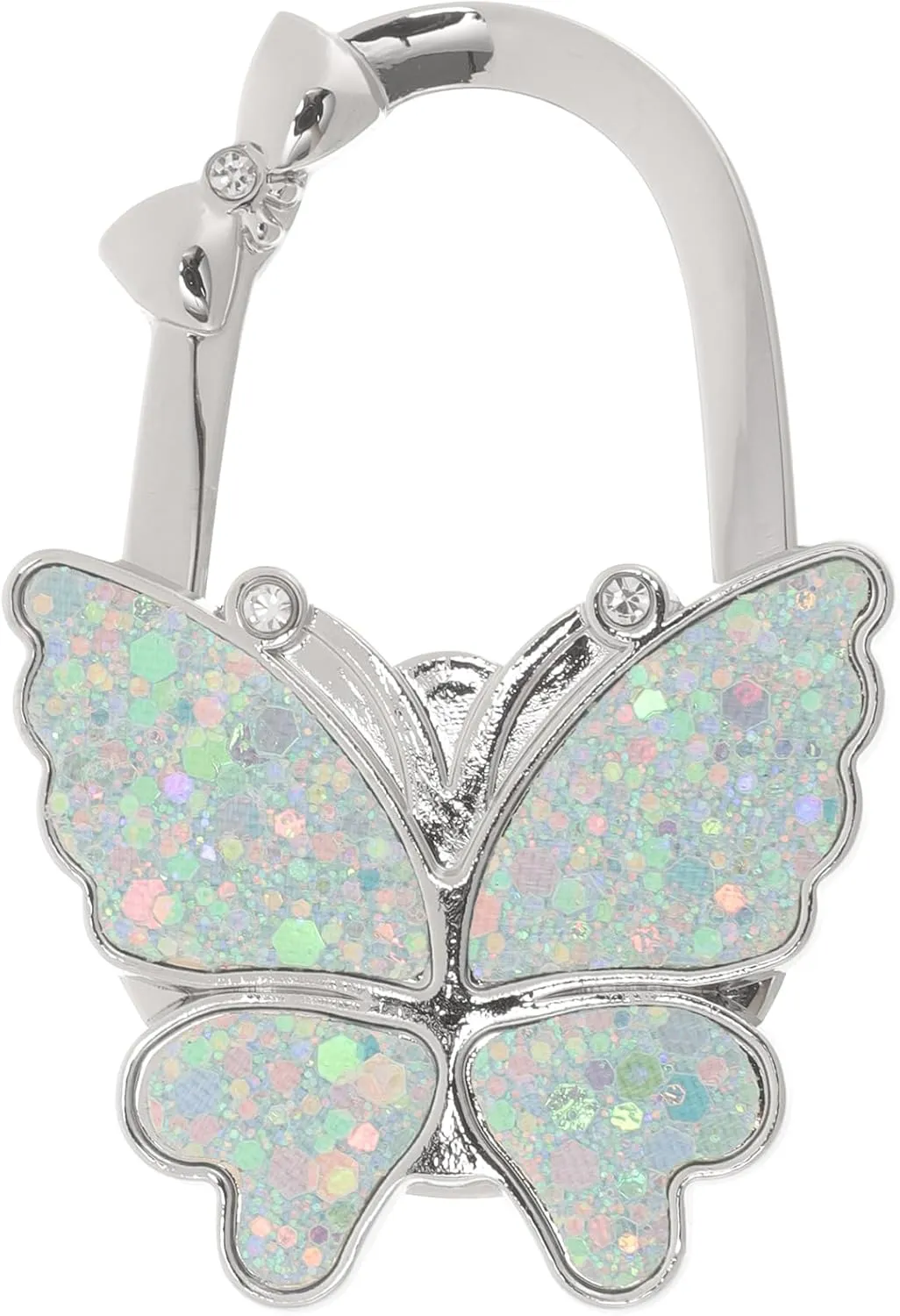 Butterfly Purse Hook Foldable Handbag Hanger Crystal Rhinestone Table Hanger Bag Holder for Home Office Desk Tables A