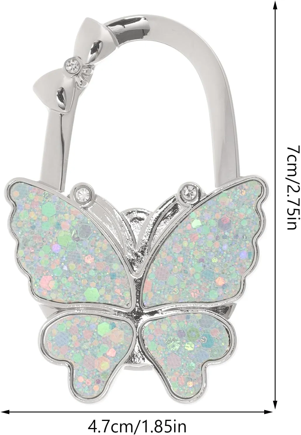 Butterfly Purse Hook Foldable Handbag Hanger Crystal Rhinestone Table Hanger Bag Holder for Home Office Desk Tables A