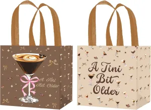 C L cooper life Espresso Martini Party Gift Treat Bags with Handles 12pcs Coffee Martini Cocktail Theme Non-Woven Tote Bags for A Tini Bit Older Party Tini Bar Bachelorette Party Supplies