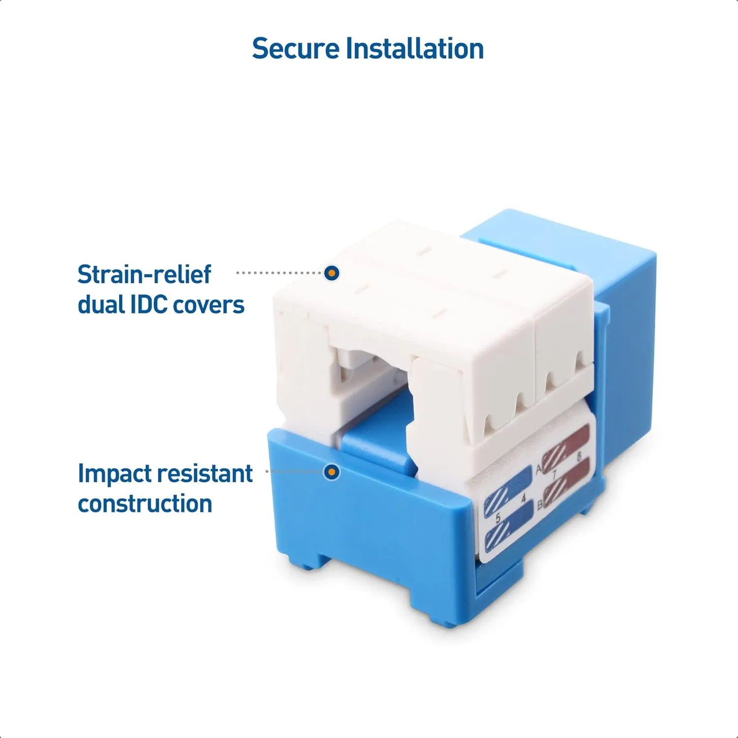 Cable Matters [UL Listed] 10-Pack 10Gbps Cat6 Keystone Jacks, RJ45 Keystone Jack, Ethernet Keystone Jack in Blue for Patch Panel and Wall Plate