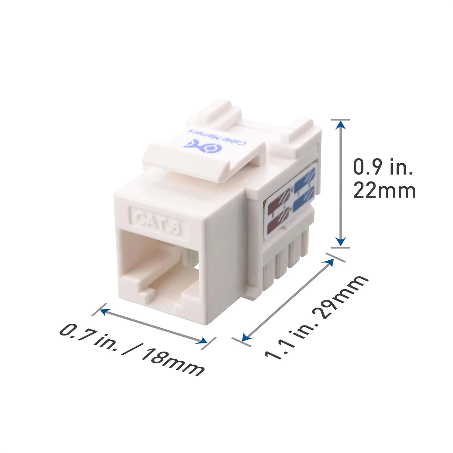 Cable Matters [UL Listed] 10-Pack 10Gbps Cat6 Keystone Jacks, RJ45 Keystone Jack, Ethernet Keystone Jack in White for Patch Panel and Wall Plate