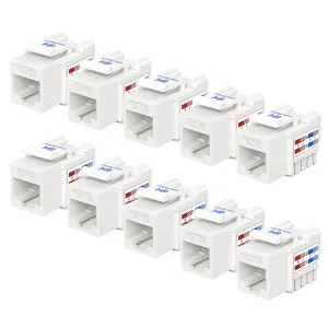 Cable Matters [UL Listed] 10-Pack 10Gbps Cat6 Keystone Jacks, RJ45 Keystone Jack, Ethernet Keystone Jack in White for Patch Panel and Wall Plate