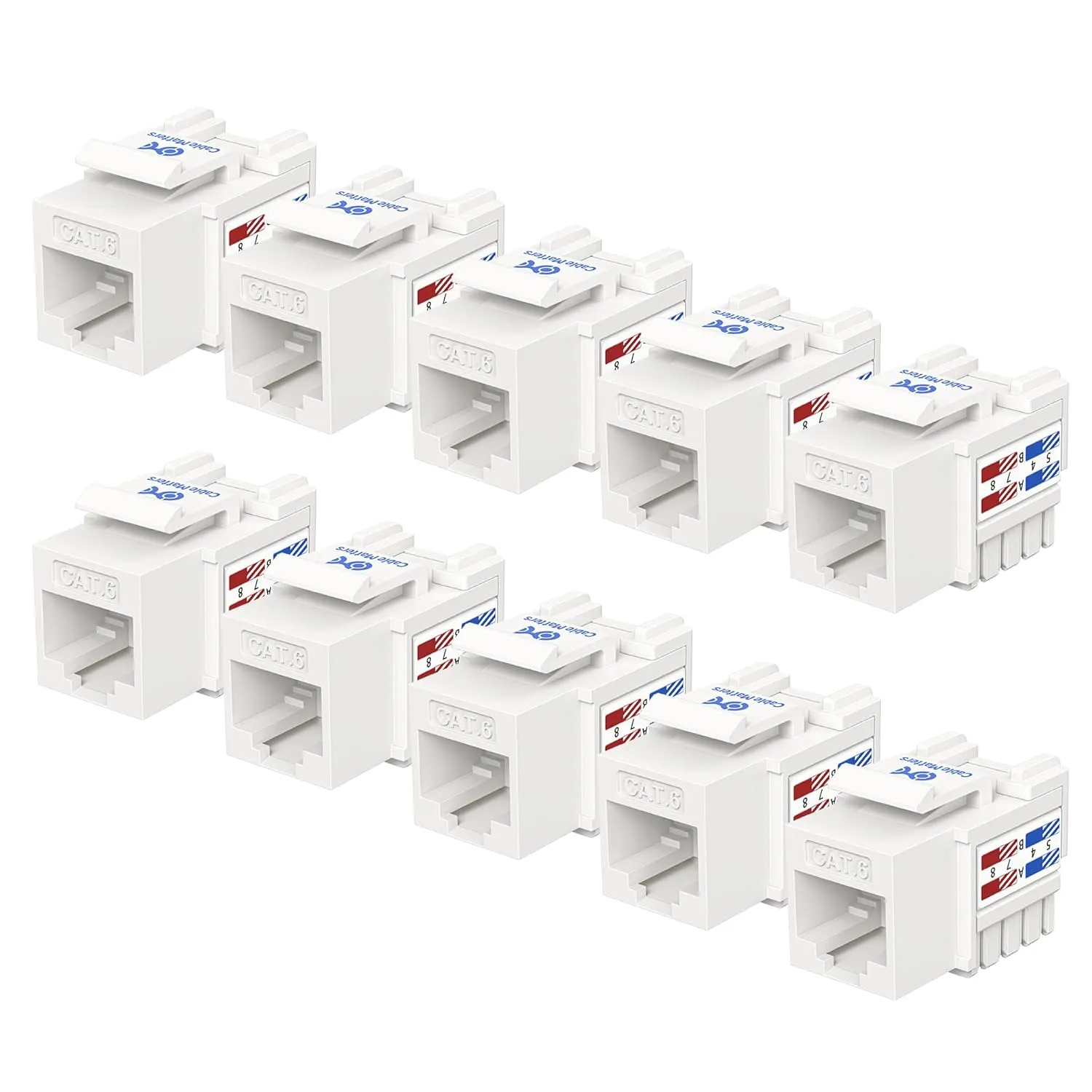 Cable Matters [UL Listed] 10-Pack 10Gbps Cat6 Keystone Jacks, RJ45 Keystone Jack, Ethernet Keystone Jack in White for Patch Panel and Wall Plate