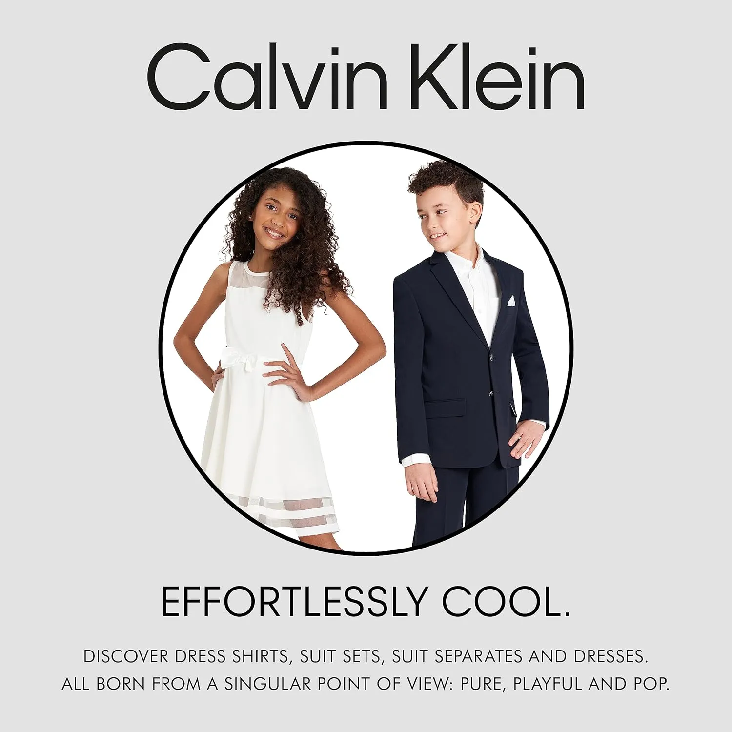 Calvin Klein Girls' Sleeveless Party Dress, Fit and Flare Silhouette, Round Neckline & Back Zip Closure