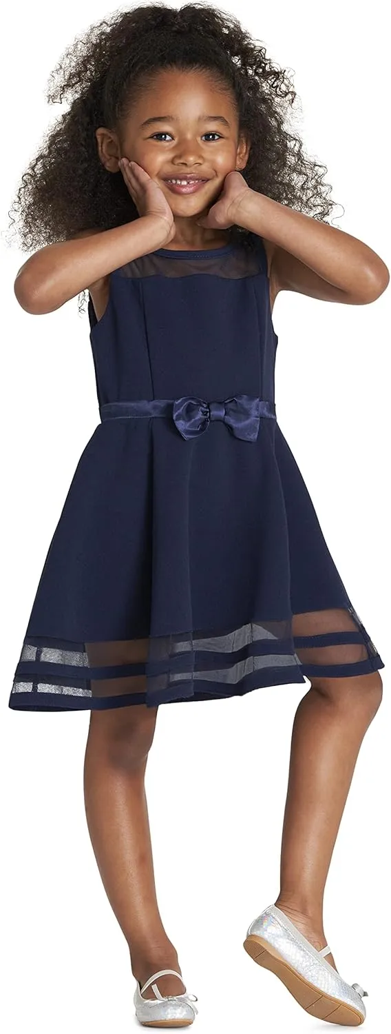 Calvin Klein Girls' Sleeveless Party Dress, Fit and Flare Silhouette, Round Neckline & Back Zip Closure