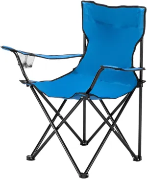Camping Chair with Cup Holder,Blue Folding Chairs for Outside,Oxford Cloth Beach Chair,Heavy Folding Chair for Adult Collapsible Chair for Camping, Tailgates, Beach, and Sports