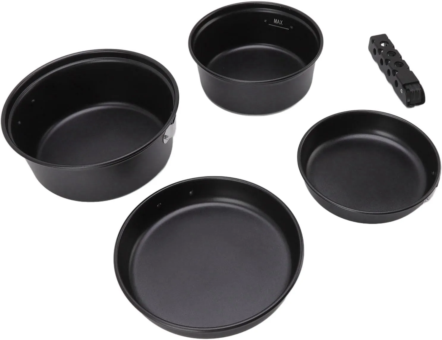 Camping Cookware Kit, Aluminum Alloy Outdoor Cookware Set, Non-Stick Pots, Pans with Mesh Storage Bag for Camping Backpacking