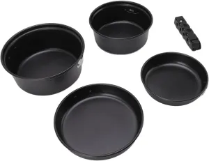 Camping Cookware Kit, Aluminum Alloy Outdoor Cookware Set, Non-Stick Pots, Pans with Mesh Storage Bag for Camping Backpacking