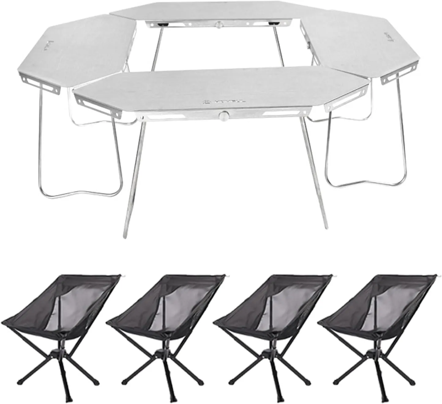 Camping Splicing Table Set with Chairs, Outdoor Camping Folding Table Chair Set Portable Beach Table Foldable Chiars for Camping, Picnic, Travel, RV
