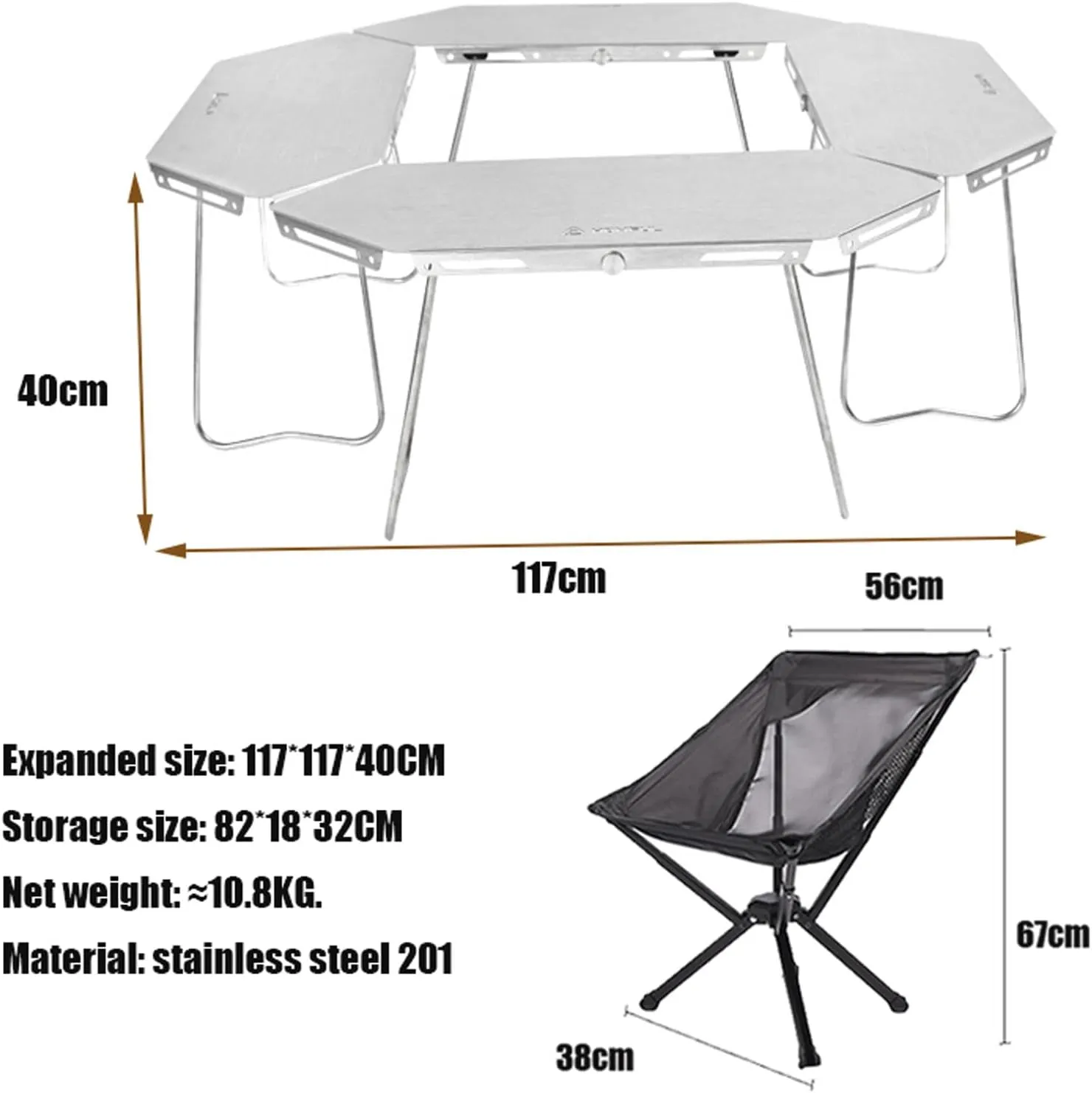 Camping Splicing Table Set with Chairs, Outdoor Camping Folding Table Chair Set Portable Beach Table Foldable Chiars for Camping, Picnic, Travel, RV