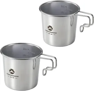 CAMPINGMOON 7oz Mug Cup Stackable 304 Stainless Steel Small Little Camping Beer 210ml S-190 (2pc set)