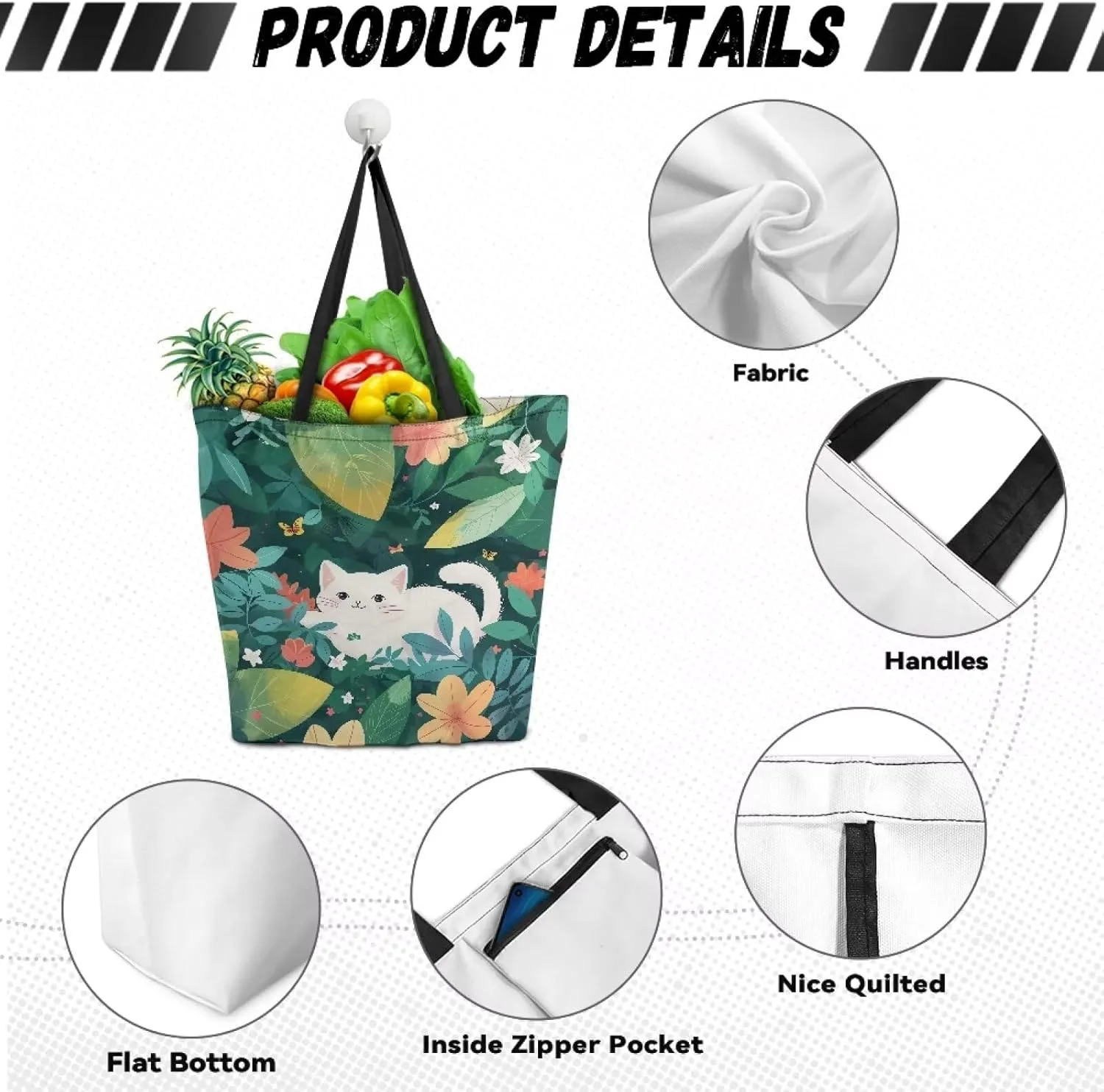 Canvas Bags for Groceries for Women Grocery Cloth Bag with Long Handle Heavy Duty Shoulder Bag for Shopping