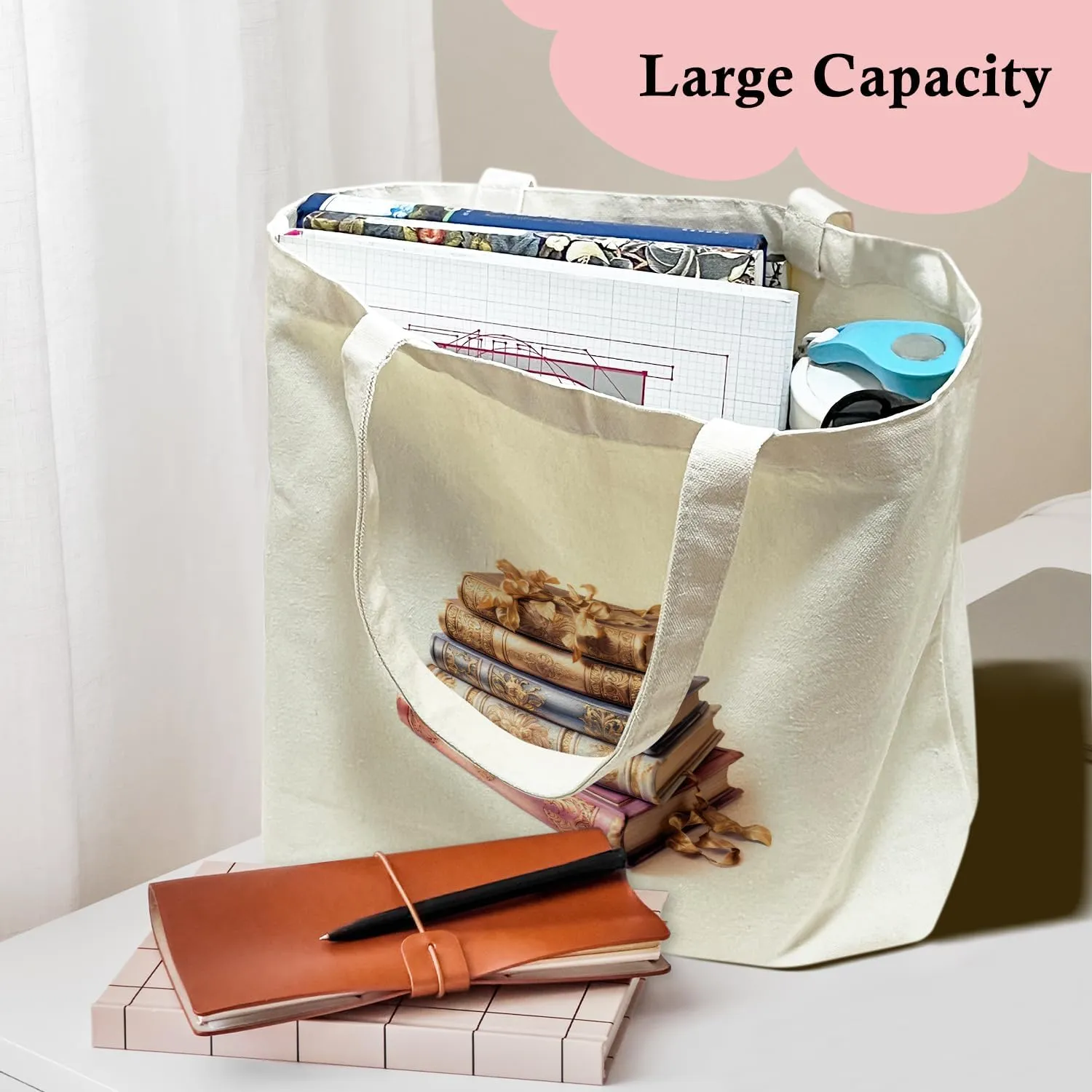 Canvas Tote Bag For Women, Aesthetic Shopping Bag Foldable Bag Reusable Tote Bag, Gifts for Friends - E
