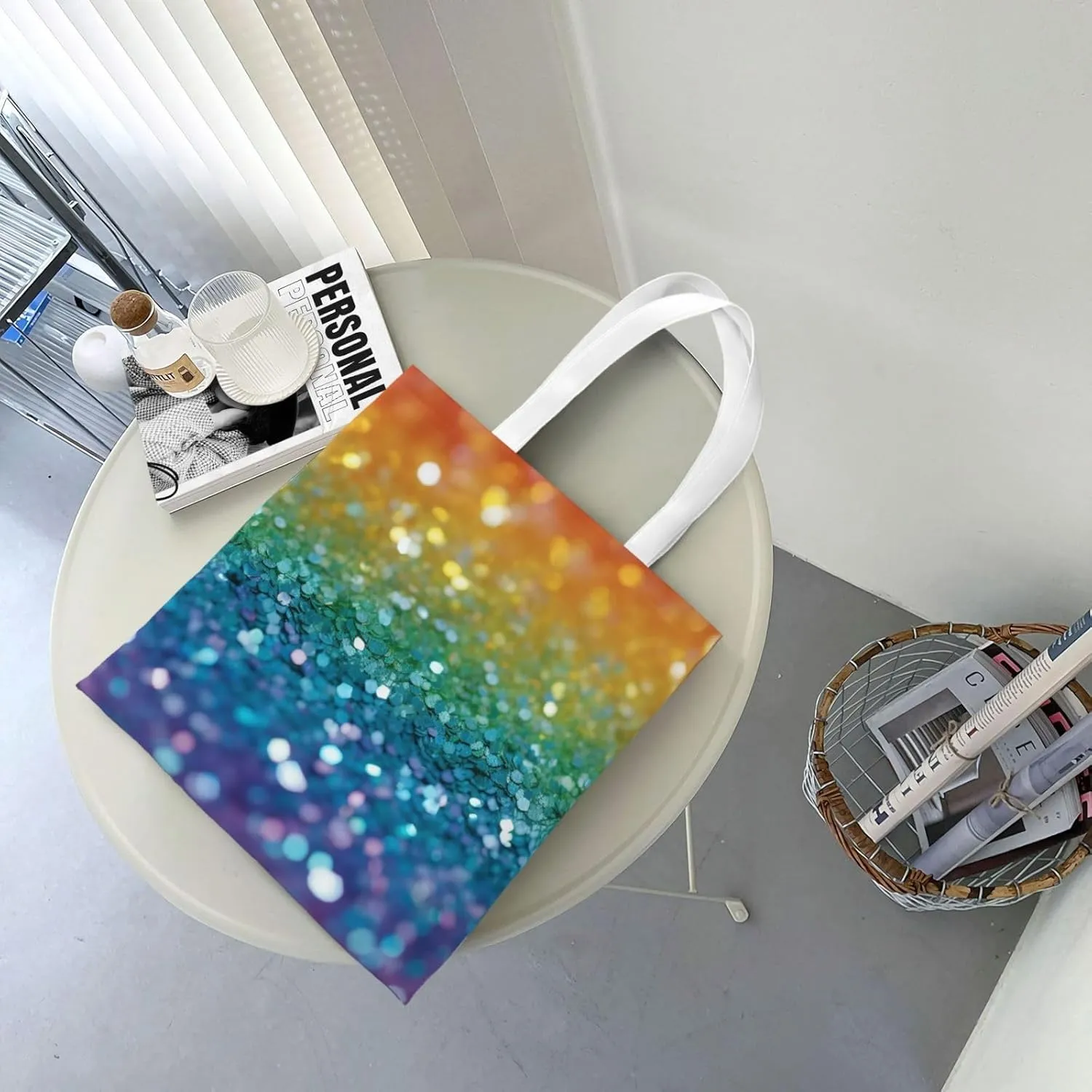 Canvas Tote Bag For Women Reusable Shopping Bag Casual Stars Crimson And Blue Shoulder Bag Handbag For Travel