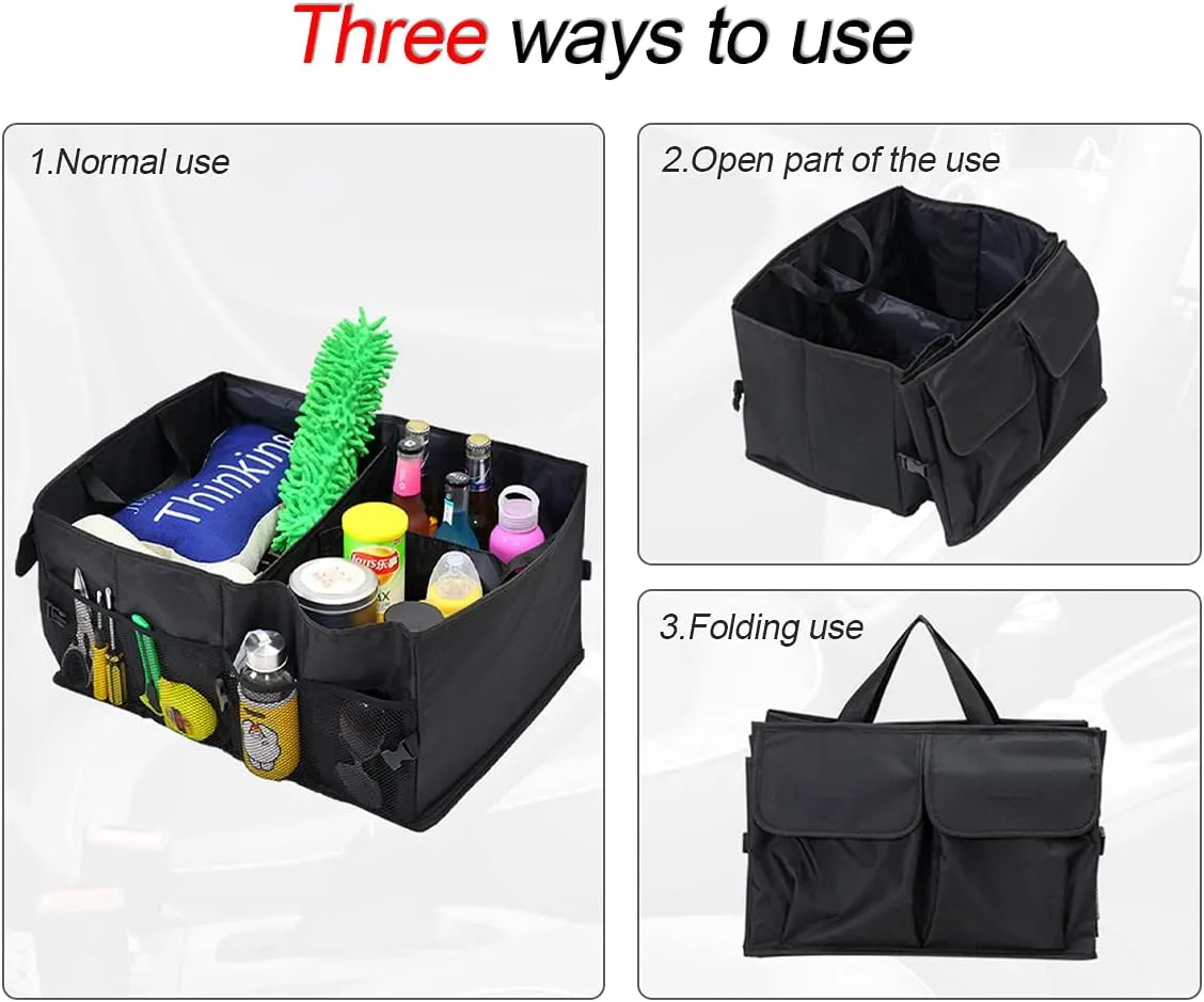 Car Trunk Organizer/Storage, Collapsible Cargo Storage Box, Large Capacity, Trunk Organizer for Cars, Vehicles, SUVs, Trucks