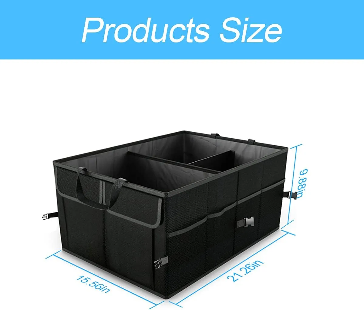 Car Trunk Organizer/Storage, Collapsible Cargo Storage Box, Large Capacity, Trunk Organizer for Cars, Vehicles, SUVs, Trucks