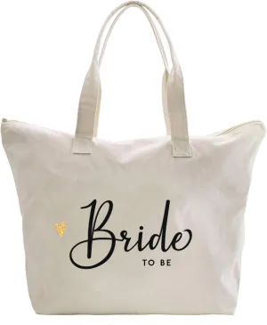 CARAKNOTS Bride to Be Gifts Wedding Gifts for Bride to Be Bag Bridal Shower Bachelorette Engagement Party Accessories Cotton Beach Canvas Shoulder Bag Tote with Zipper and Pocket