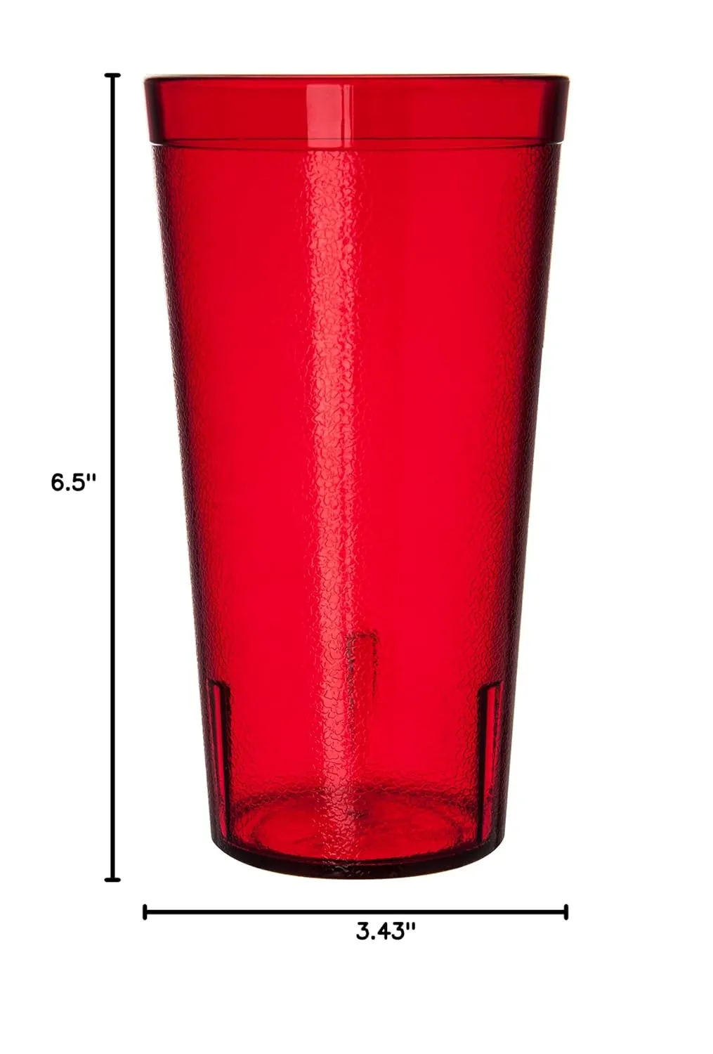 Carlisle FoodService Products Stackable Tumbler Plastic Tumbler with Pebbled Exterior for Restaurants, Catering, Kitchens, Plastic, 20 Ounces, Ruby, (Pack of 72)