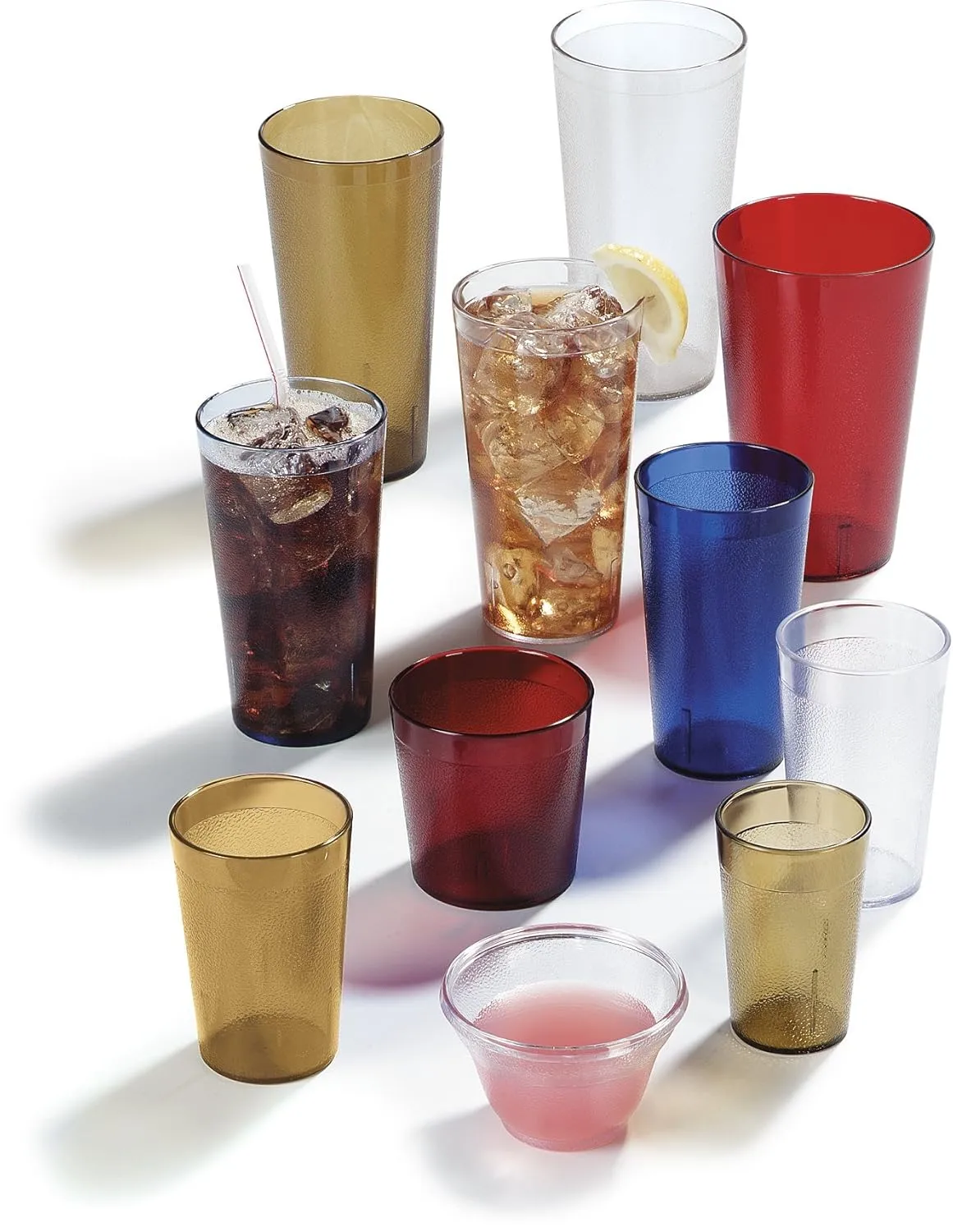 Carlisle FoodService Products Stackable Tumbler Plastic Tumbler with Pebbled Exterior for Restaurants, Catering, Kitchens, Plastic, 20 Ounces, Ruby, (Pack of 72)